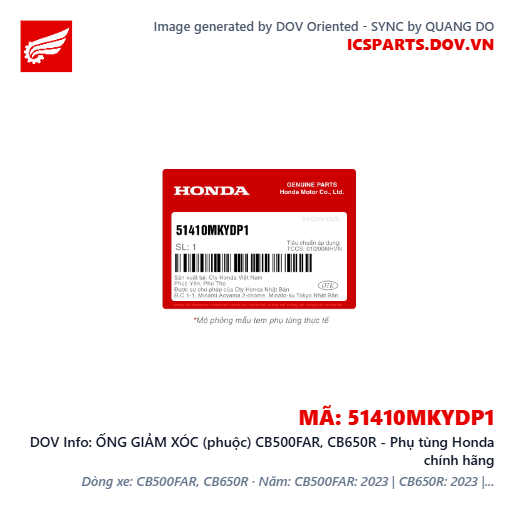 ỐNG GIẢM XÓC (phuộc) CB500FAR, CB650R - Phụ tùng Honda chính hãng