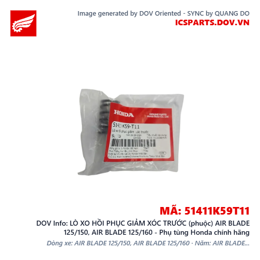 LÒ XO HỒI PHỤC GIẢM XÓC TRƯỚC (phuộc) AIR BLADE 125/150, AIR BLADE 125/160 - Phụ tùng Honda chính hãng
