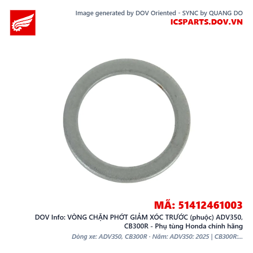 VÒNG CHẶN PHỚT GIẢM XÓC TRƯỚC (phuộc) ADV350, CB300R - Phụ tùng Honda chính hãng