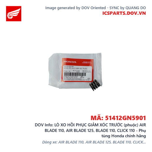 LÒ XO HỒI PHỤC GIẢM XÓC TRƯỚC (phuộc) AIR BLADE 110, AIR BLADE 125, BLADE 110, CLICK 110 - Phụ tùng Honda chính hãng