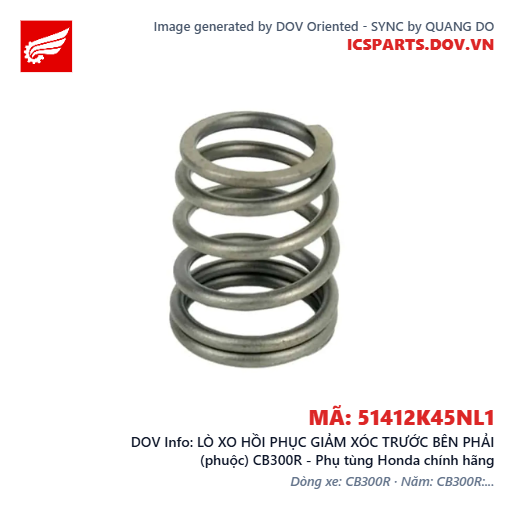 LÒ XO HỒI PHỤC GIẢM XÓC TRƯỚC BÊN PHẢI (phuộc) CB300R - Phụ tùng Honda chính hãng