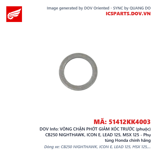 VÒNG CHẶN PHỚT GIẢM XÓC TRƯỚC (phuộc) CB250 NIGHTHAWK, ICON E, LEAD 125, MSX 125 - Phụ tùng Honda chính hãng
