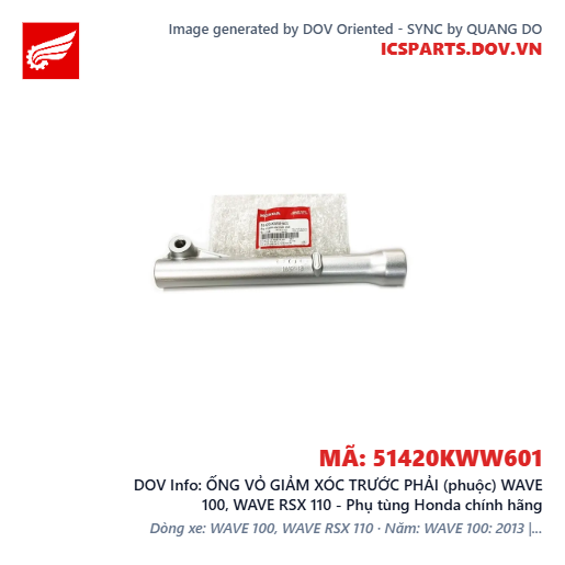 ỐNG VỎ GIẢM XÓC TRƯỚC PHẢI (phuộc) WAVE 100, WAVE RSX 110 - Phụ tùng Honda chính hãng