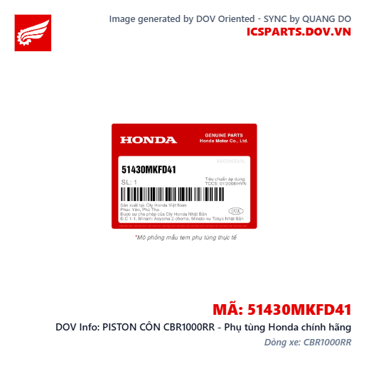 PISTON CÔN CBR1000RR - Phụ tùng Honda chính hãng