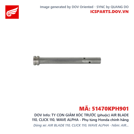 TY CON GIẢM XÓC TRƯỚC (phuộc) AIR BLADE 110, CLICK 110, WAVE ALPHA - Phụ tùng Honda chính hãng