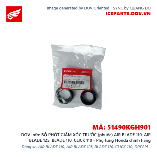 BỘ PHỚT GIẢM XÓC TRƯỚC (phuộc) AIR BLADE 110, AIR BLADE 125, BLADE 110, CLICK 110 - Phụ tùng Honda chính hãng