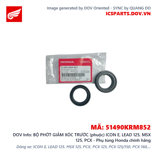 BỘ PHỚT GIẢM XÓC TRƯỚC (phuộc) ICON E, LEAD 125, MSX 125, PCX - Phụ tùng Honda chính hãng