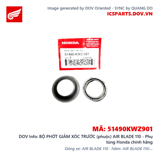 BỘ PHỚT GIẢM XÓC TRƯỚC (phuộc) AIR BLADE 110 - Phụ tùng Honda chính hãng