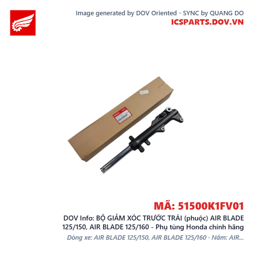 BỘ GIẢM XÓC TRƯỚC TRÁI (phuộc) AIR BLADE 125/150, AIR BLADE 125/160 - Phụ tùng Honda chính hãng