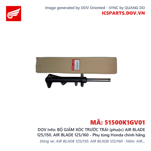 BỘ GIẢM XÓC TRƯỚC TRÁI (phuộc) AIR BLADE 125/150, AIR BLADE 125/160 - Phụ tùng Honda chính hãng