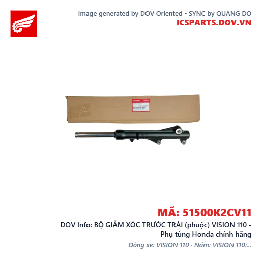BỘ GIẢM XÓC TRƯỚC TRÁI (phuộc) VISION 110 - Phụ tùng Honda chính hãng