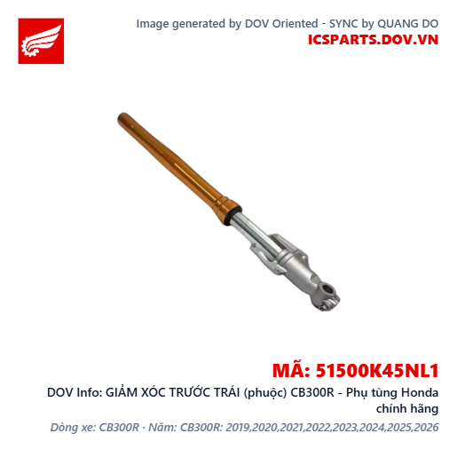 GIẢM XÓC TRƯỚC TRÁI (phuộc) CB300R - Phụ tùng Honda chính hãng