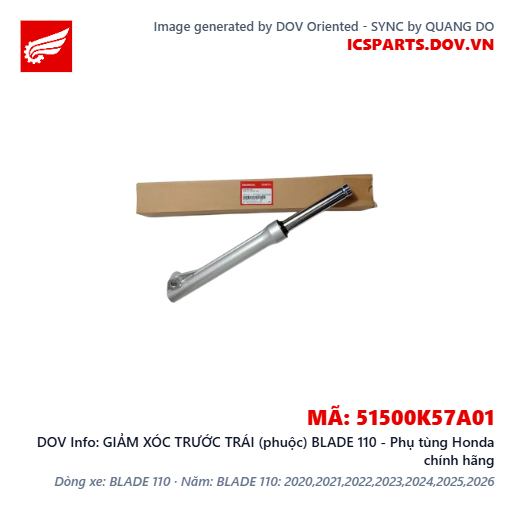 GIẢM XÓC TRƯỚC TRÁI (phuộc) BLADE 110 - Phụ tùng Honda chính hãng