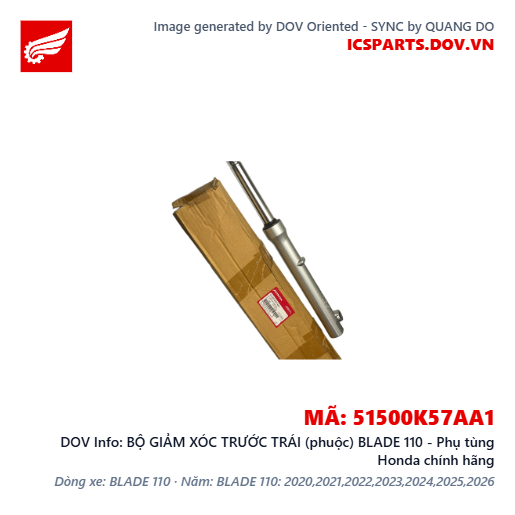 BỘ GIẢM XÓC TRƯỚC TRÁI (phuộc) BLADE 110 - Phụ tùng Honda chính hãng