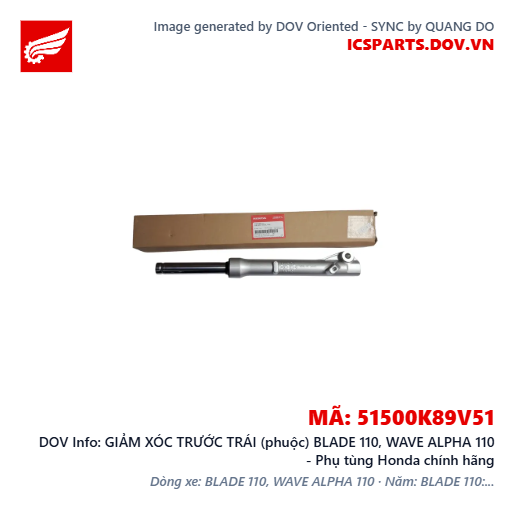 GIẢM XÓC TRƯỚC TRÁI (phuộc) BLADE 110, WAVE ALPHA 110 - Phụ tùng Honda chính hãng
