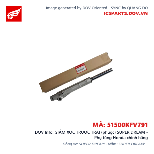 GIẢM XÓC TRƯỚC TRÁI (phuộc) SUPER DREAM - Phụ tùng Honda chính hãng
