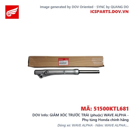 GIẢM XÓC TRƯỚC TRÁI (phuộc) WAVE ALPHA - Phụ tùng Honda chính hãng