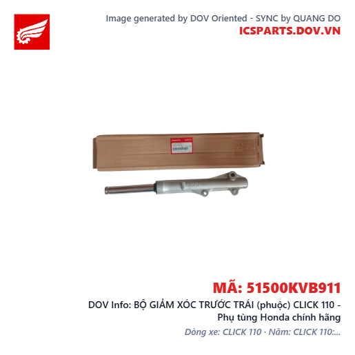 BỘ GIẢM XÓC TRƯỚC TRÁI (phuộc) CLICK 110 - Phụ tùng Honda chính hãng