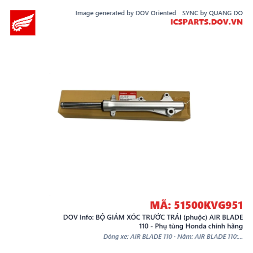 BỘ GIẢM XÓC TRƯỚC TRÁI (phuộc) AIR BLADE 110 - Phụ tùng Honda chính hãng