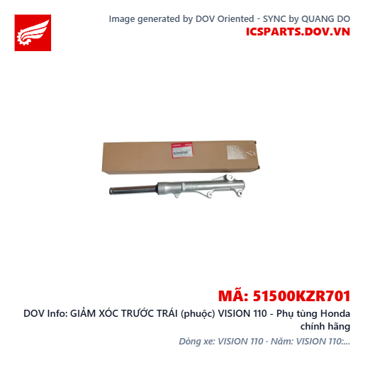 GIẢM XÓC TRƯỚC TRÁI (phuộc) VISION 110 - Phụ tùng Honda chính hãng