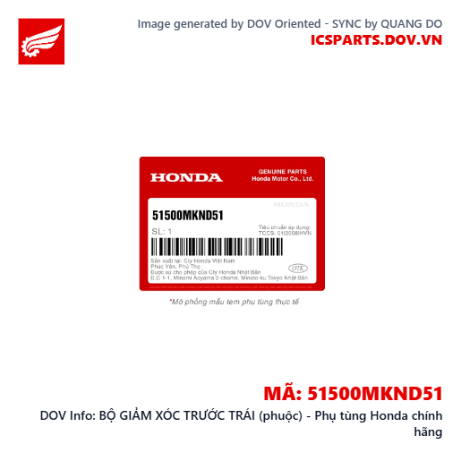 BỘ GIẢM XÓC TRƯỚC TRÁI (phuộc) - Phụ tùng Honda chính hãng