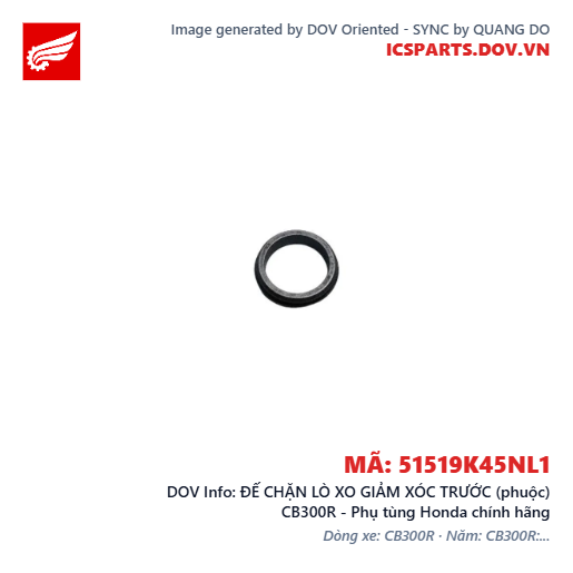 ĐẾ CHẶN LÒ XO GIẢM XÓC TRƯỚC (phuộc) CB300R - Phụ tùng Honda chính hãng