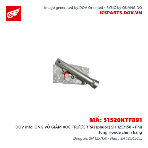 ỐNG VỎ GIẢM XÓC TRƯỚC TRÁI (phuộc) SH 125/150 - Phụ tùng Honda chính hãng