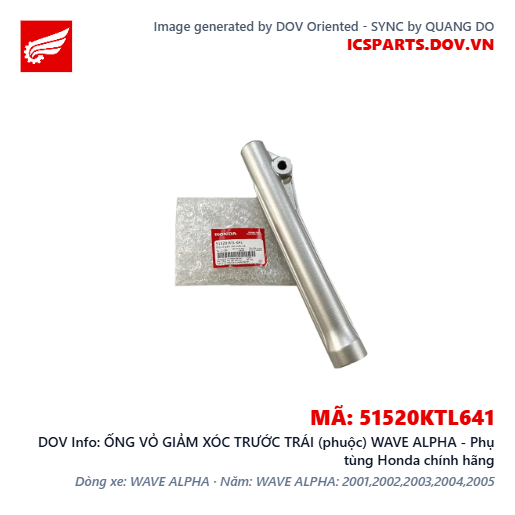 ỐNG VỎ GIẢM XÓC TRƯỚC TRÁI (phuộc) WAVE ALPHA - Phụ tùng Honda chính hãng