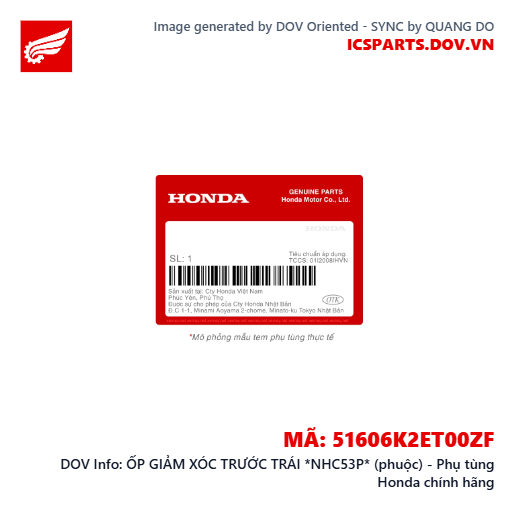 ỐP GIẢM XÓC TRƯỚC TRÁI *NHC53P* (phuộc) - Phụ tùng Honda chính hãng