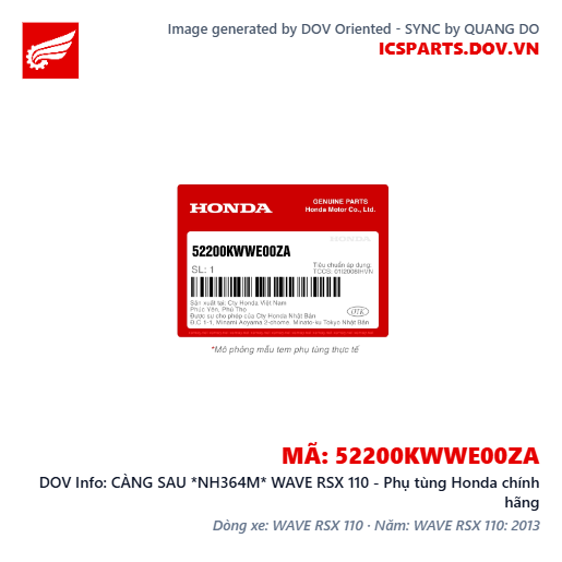 CÀNG SAU *NH364M* WAVE RSX 110 - Phụ tùng Honda chính hãng