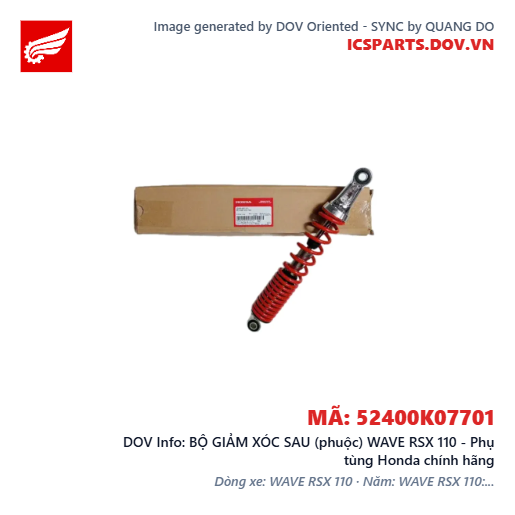 BỘ GIẢM XÓC SAU (phuộc) WAVE RSX 110 - Phụ tùng Honda chính hãng