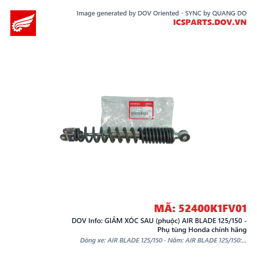 GIẢM XÓC SAU (phuộc) AIR BLADE 125/150 - Phụ tùng Honda chính hãng