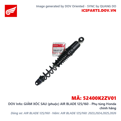 GIẢM XÓC SAU (phuộc) AIR BLADE 125/160 - Phụ tùng Honda chính hãng