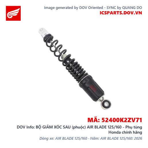 BỘ GIẢM XÓC SAU (phuộc) AIR BLADE 125/160 - Phụ tùng Honda chính hãng