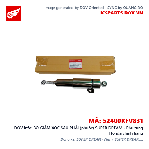BỘ GIẢM XÓC SAU PHẢI (phuộc) SUPER DREAM - Phụ tùng Honda chính hãng