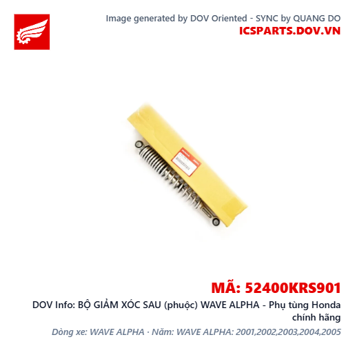 BỘ GIẢM XÓC SAU (phuộc) WAVE ALPHA - Phụ tùng Honda chính hãng