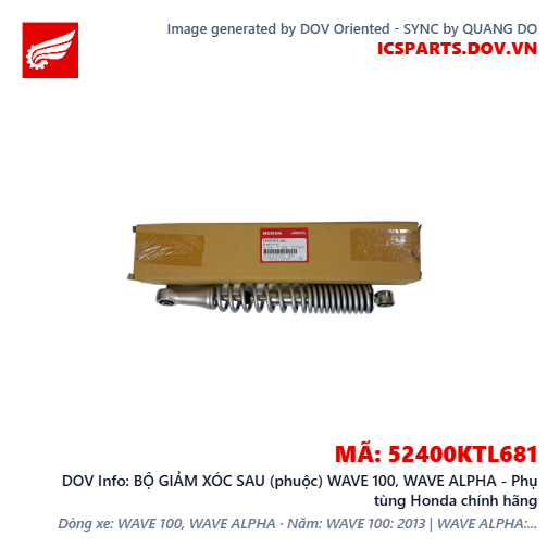 BỘ GIẢM XÓC SAU (phuộc) WAVE 100, WAVE ALPHA - Phụ tùng Honda chính hãng