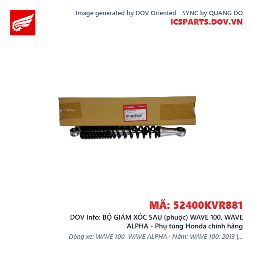 BỘ GIẢM XÓC SAU (phuộc) WAVE 100, WAVE ALPHA - Phụ tùng Honda chính hãng