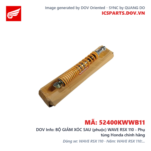 BỘ GIẢM XÓC SAU (phuộc) WAVE RSX 110 - Phụ tùng Honda chính hãng