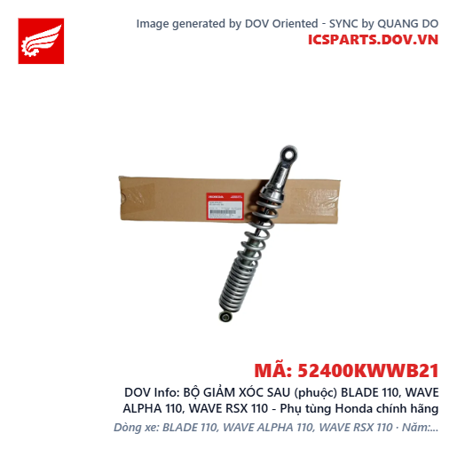 BỘ GIẢM XÓC SAU (phuộc) BLADE 110, WAVE ALPHA 110, WAVE RSX 110 - Phụ tùng Honda chính hãng