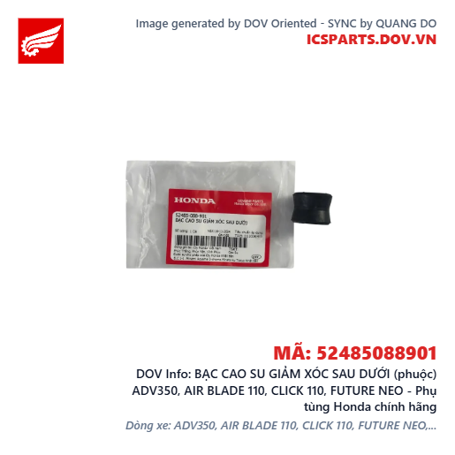 BẠC CAO SU GIẢM XÓC SAU DƯỚI (phuộc) ADV350, AIR BLADE 110, CLICK 110, FUTURE NEO - Phụ tùng Honda chính hãng