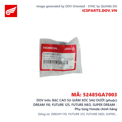 BẠC CAO SU GIẢM XÓC SAU DƯỚI (phuộc) DREAM 110, FUTURE 125, FUTURE NEO, SUPER DREAM - Phụ tùng Honda chính hãng