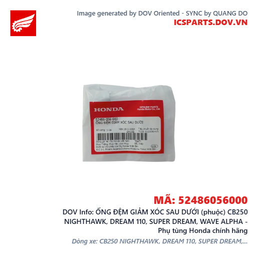 ỐNG ĐỆM GIẢM XÓC SAU DƯỚI (phuộc) CB250 NIGHTHAWK, DREAM 110, SUPER DREAM, WAVE ALPHA - Phụ tùng Honda chính hãng