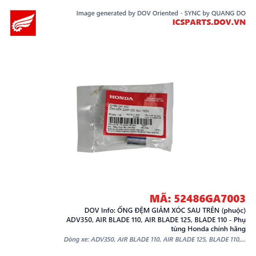 ỐNG ĐỆM GIẢM XÓC SAU TRÊN (phuộc) ADV350, AIR BLADE 110, AIR BLADE 125, BLADE 110 - Phụ tùng Honda chính hãng