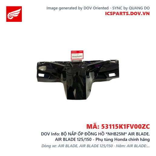 BỘ NẮP ỐP ĐỒNG HỒ *NHB25M* AIR BLADE, AIR BLADE 125/150 - Phụ tùng Honda chính hãng