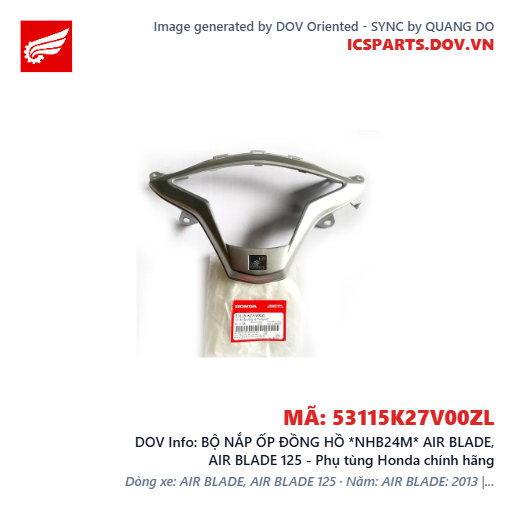 BỘ NẮP ỐP ĐỒNG HỒ *NHB24M* AIR BLADE, AIR BLADE 125 - Phụ tùng Honda chính hãng