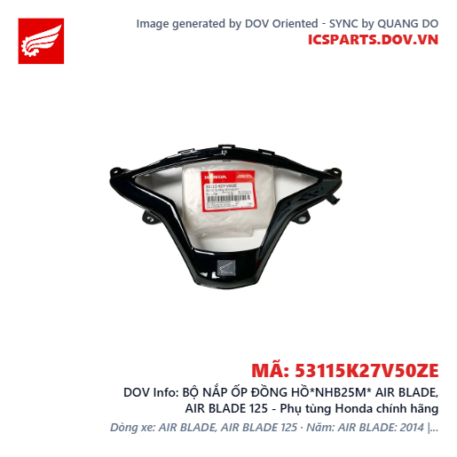 BỘ NẮP ỐP ĐỒNG HỒ*NHB25M* AIR BLADE, AIR BLADE 125 - Phụ tùng Honda chính hãng