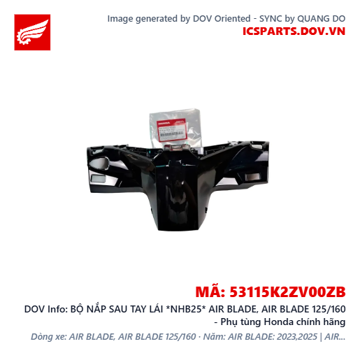 BỘ NẮP SAU TAY LÁI *NHB25* AIR BLADE, AIR BLADE 125/160 - Phụ tùng Honda chính hãng