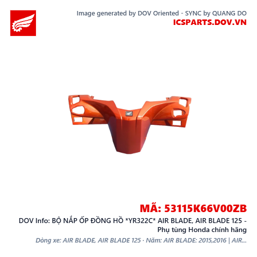 BỘ NẮP ỐP ĐỒNG HỒ *YR322C* AIR BLADE, AIR BLADE 125 - Phụ tùng Honda chính hãng
