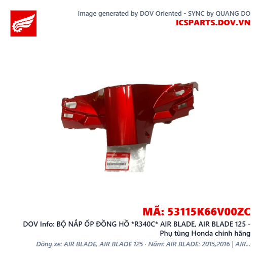 BỘ NẮP ỐP ĐỒNG HỒ *R340C* AIR BLADE, AIR BLADE 125 - Phụ tùng Honda chính hãng